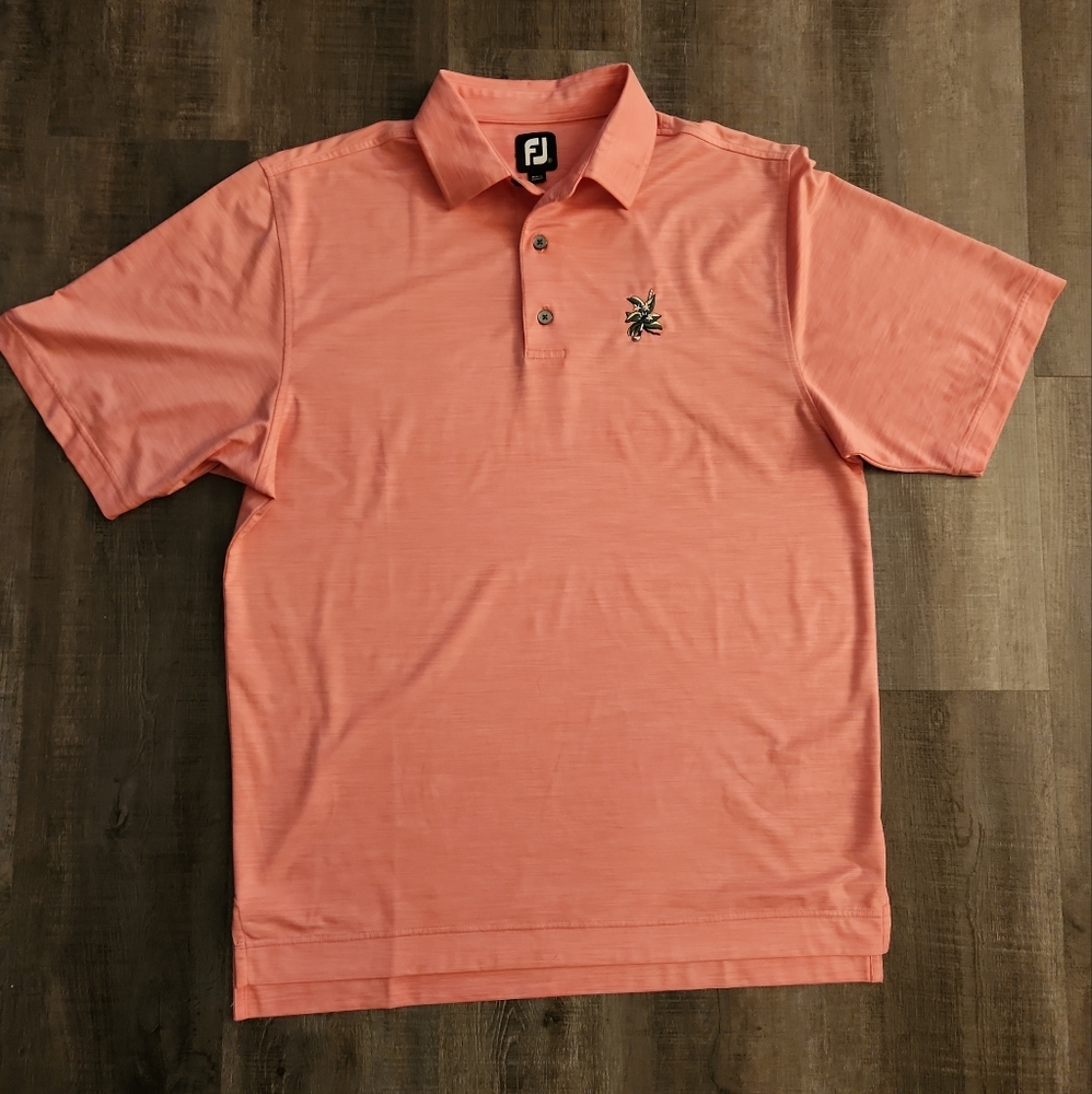 FJ FootJoy Polo Shirt Mens Medium Pink Golf Casual Short Sleeve w/ Logo